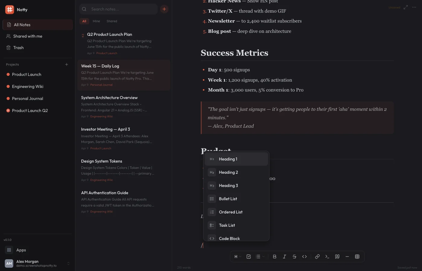 Command palette